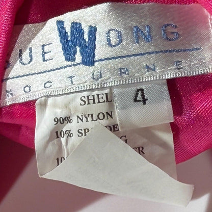 Vintage Y2K SUE WONG Slip Dress, Hot Pink Nylon One Shoulder sheath gown