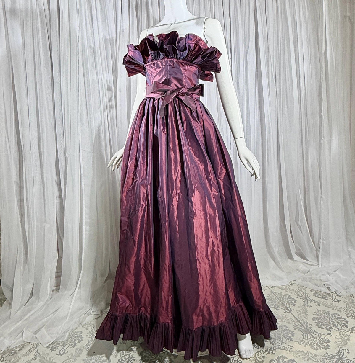 vintage VICTOR COSTA 1980s evening dress gown, SAKS Purple iridescent ball gown