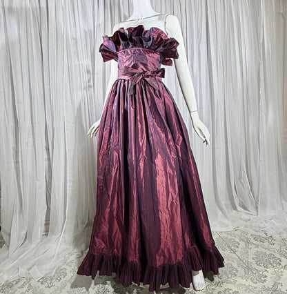 vintage VICTOR COSTA 1980s evening dress gown, SAKS Purple iridescent ball gown