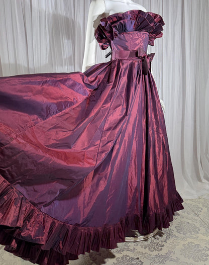vintage VICTOR COSTA 1980s evening dress gown, SAKS Purple iridescent ball gown