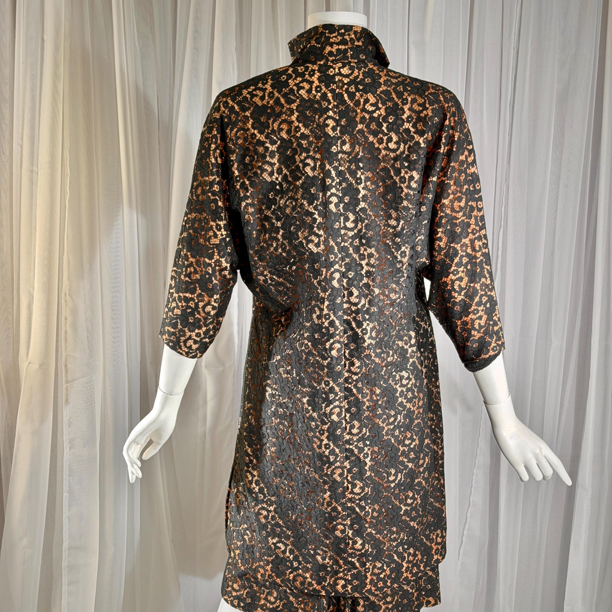 vintage 1950s LILLI DIAMOND Cocktail Dress and Matching coat, Black lace evening dress
