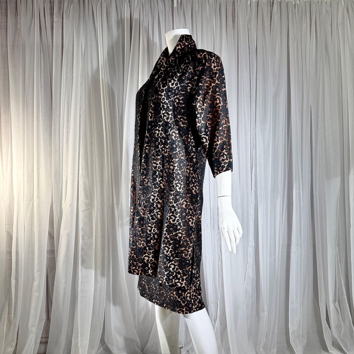 vintage 1950s LILLI DIAMOND Cocktail Dress and Matching coat, Black lace evening dress