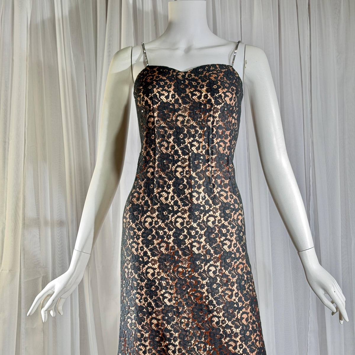 vintage 1950s LILLI DIAMOND Cocktail Dress and Matching coat, Black lace evening dress