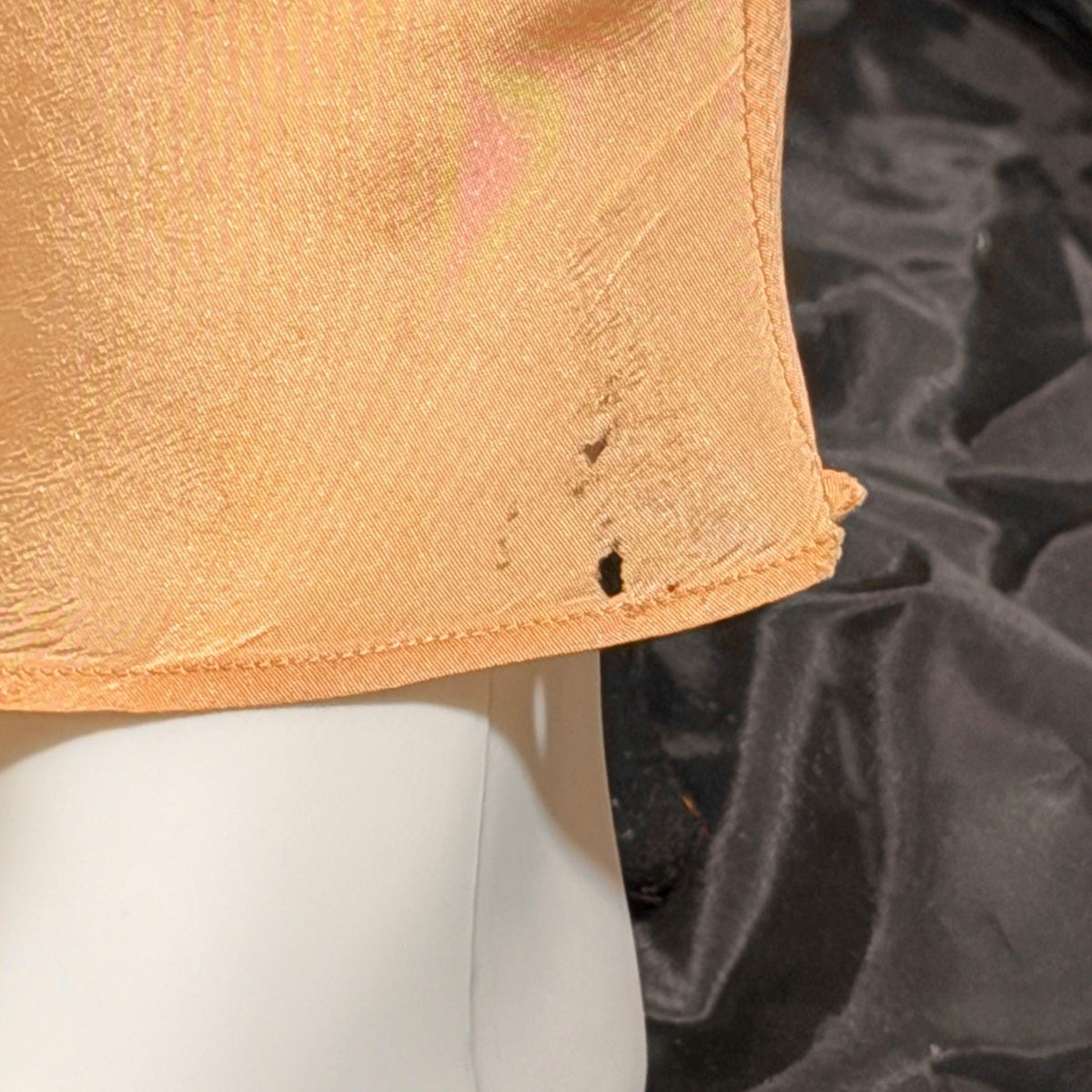 vintage 1930s nightgown, Peach Smocked Bias cut lingerie dress zipper side