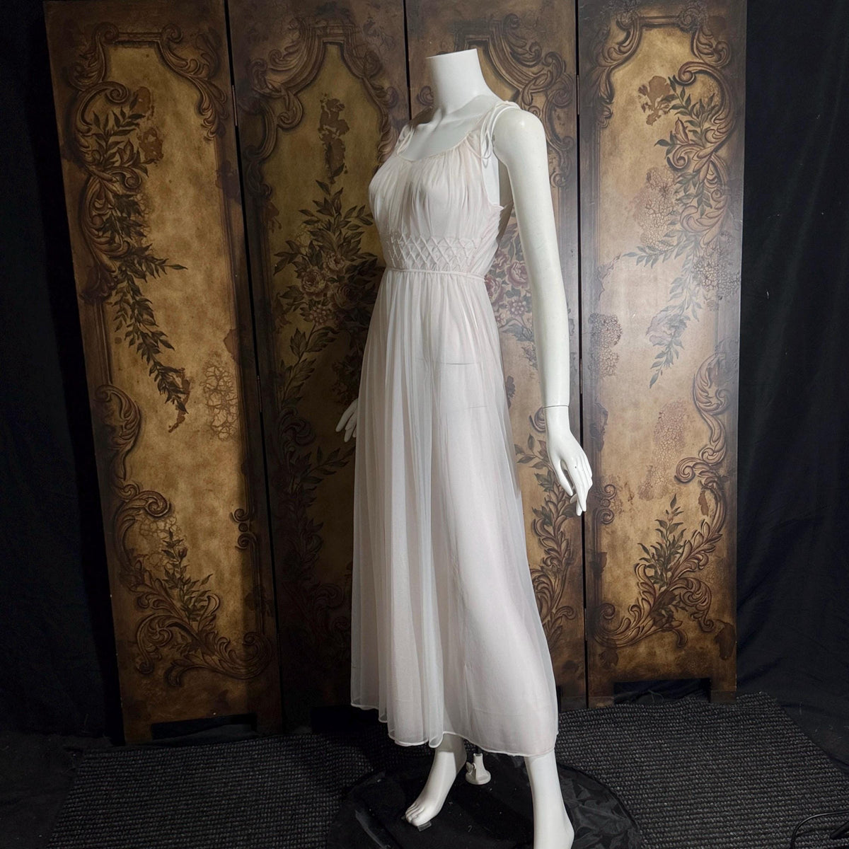 Vintage 1950s nightgown slip dress, CARTER'S Pink Nylon Beaded Lingerie dress