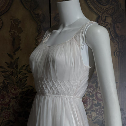Vintage 1950s nightgown slip dress, CARTER'S Pink Nylon Beaded Lingerie dress