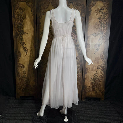 Vintage 1950s nightgown slip dress, CARTER'S Pink Nylon Beaded Lingerie dress