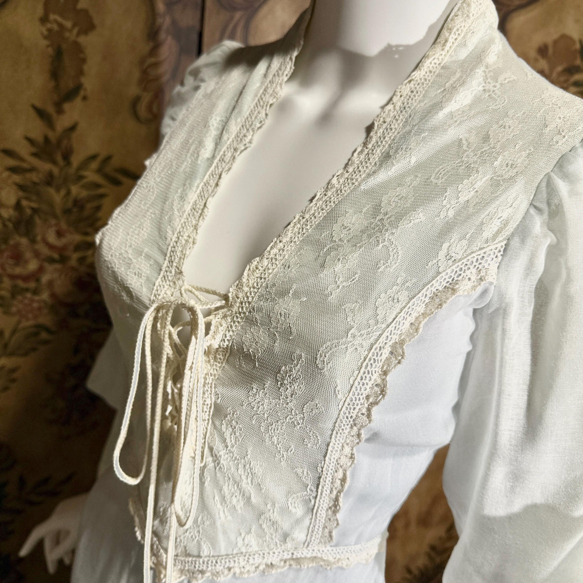 vintage GUNNE SAX romantic prairie maxi dress, 1970s Powder Blue Edwardian Revival boho dress