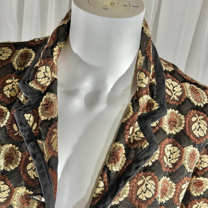 vintage 1950s cropped jacket shrug, GLORIA SWANSON brown black tapestry evening dinner top bolero