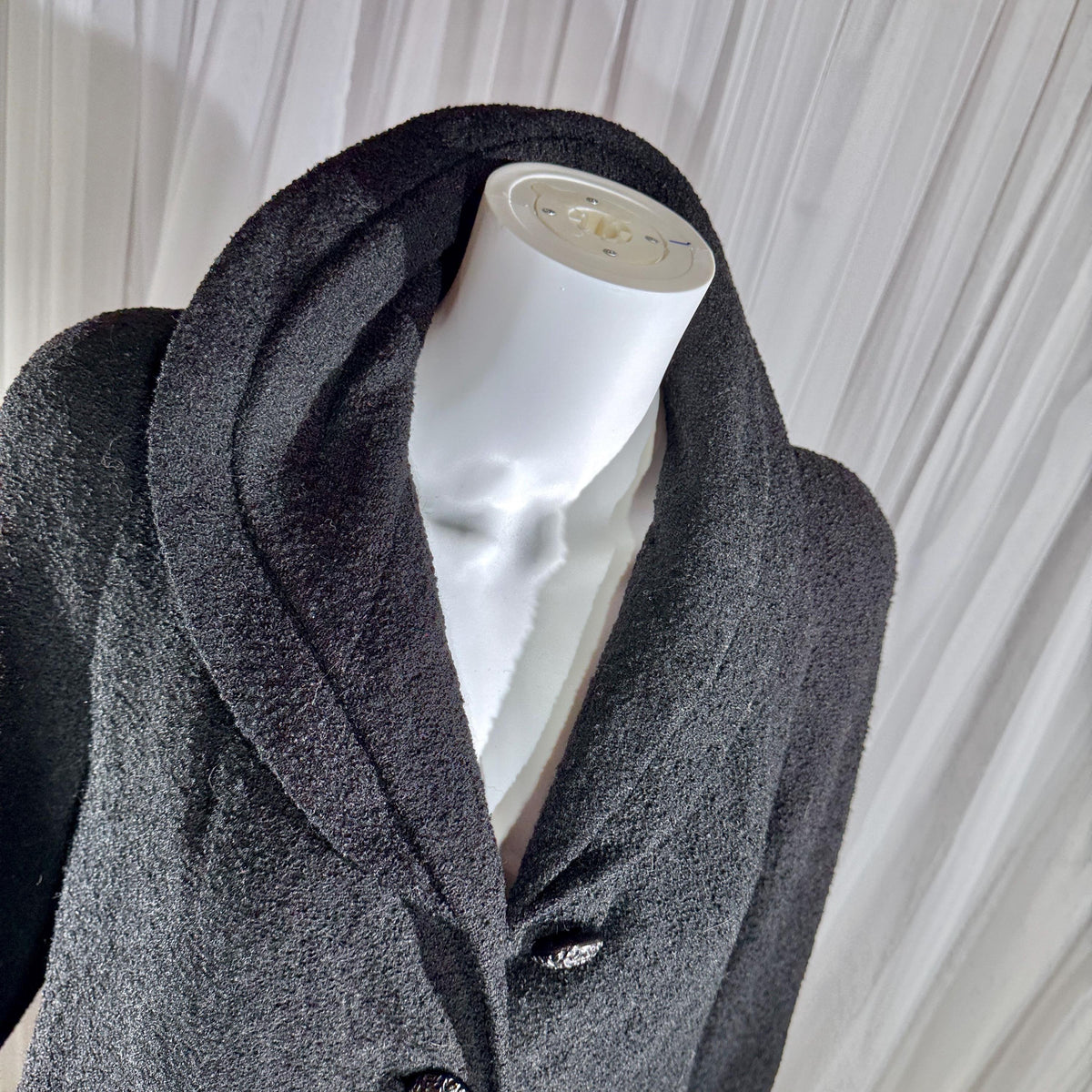 1940s vintage evening swing coat, black nubby wool jacket