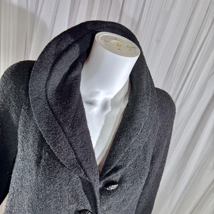 1940s vintage evening swing coat, black nubby wool jacket