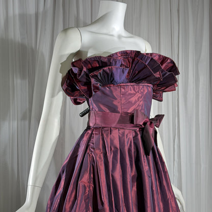 vintage VICTOR COSTA 1980s evening dress gown, SAKS Purple iridescent ball gown