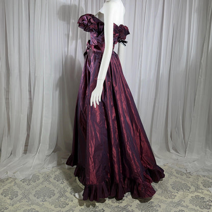 vintage VICTOR COSTA 1980s evening dress gown, SAKS Purple iridescent ball gown
