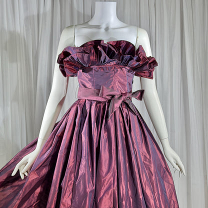 vintage VICTOR COSTA 1980s evening dress gown, SAKS Purple iridescent ball gown