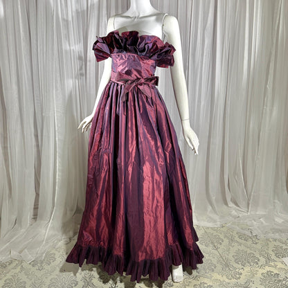 vintage VICTOR COSTA 1980s evening dress gown, SAKS Purple iridescent ball gown