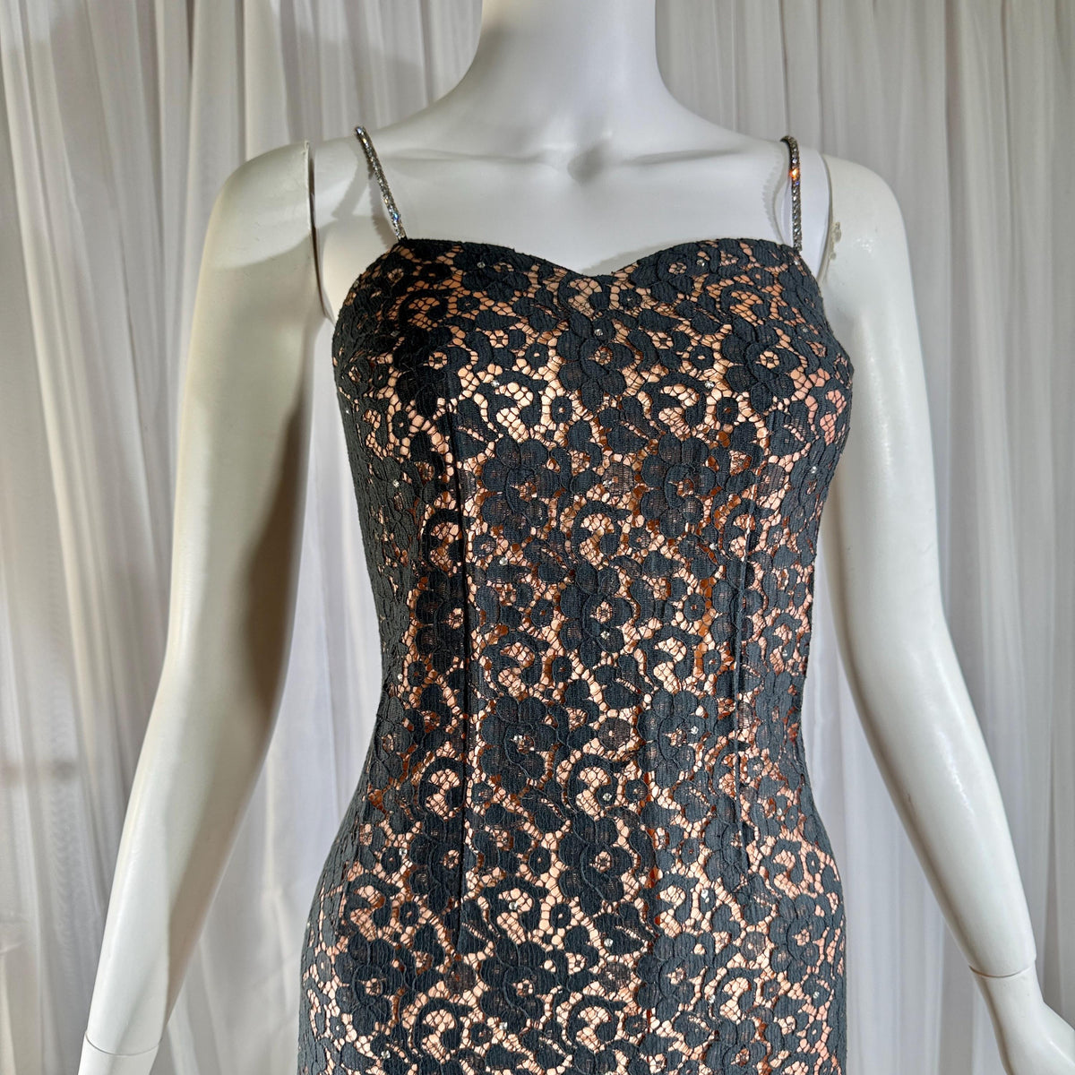 vintage 1950s LILLI DIAMOND Cocktail Dress and Matching coat, Black lace evening dress