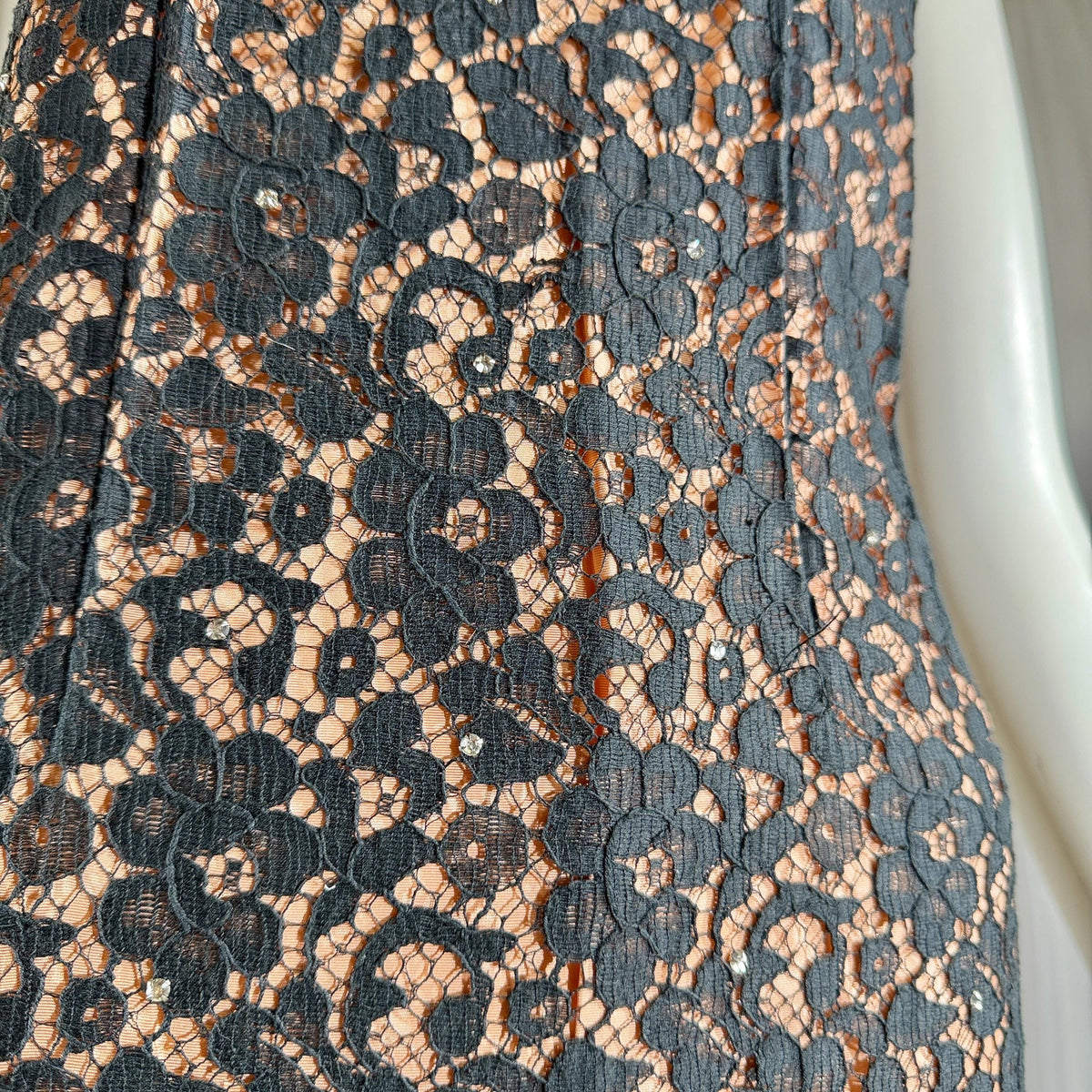 vintage 1950s LILLI DIAMOND Cocktail Dress and Matching coat, Black lace evening dress