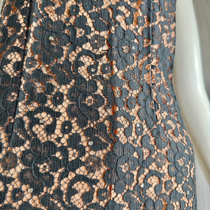 vintage 1950s LILLI DIAMOND Cocktail Dress and Matching coat, Black lace evening dress