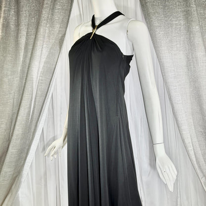vintage 1970s DONAL BROOKS evening dress, Slinky Black Jersey knit goddess gown, very Halston
