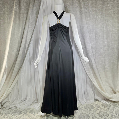 vintage 1970s DONAL BROOKS evening dress, Slinky Black Jersey knit goddess gown, very Halston