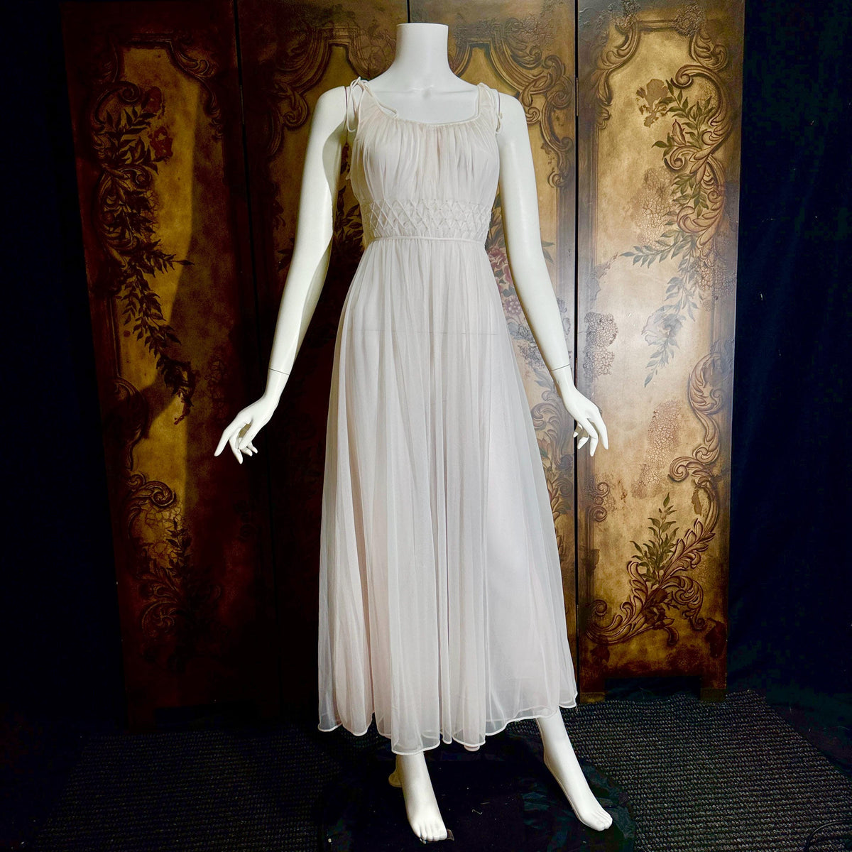 Vintage 1950s nightgown slip dress, CARTER'S Pink Nylon Beaded Lingerie dress