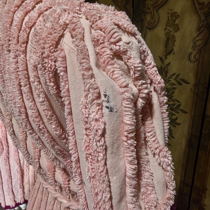 vintage 1940s chenille robe dressing gown, Dusty Pink cotton wrap front housecoat