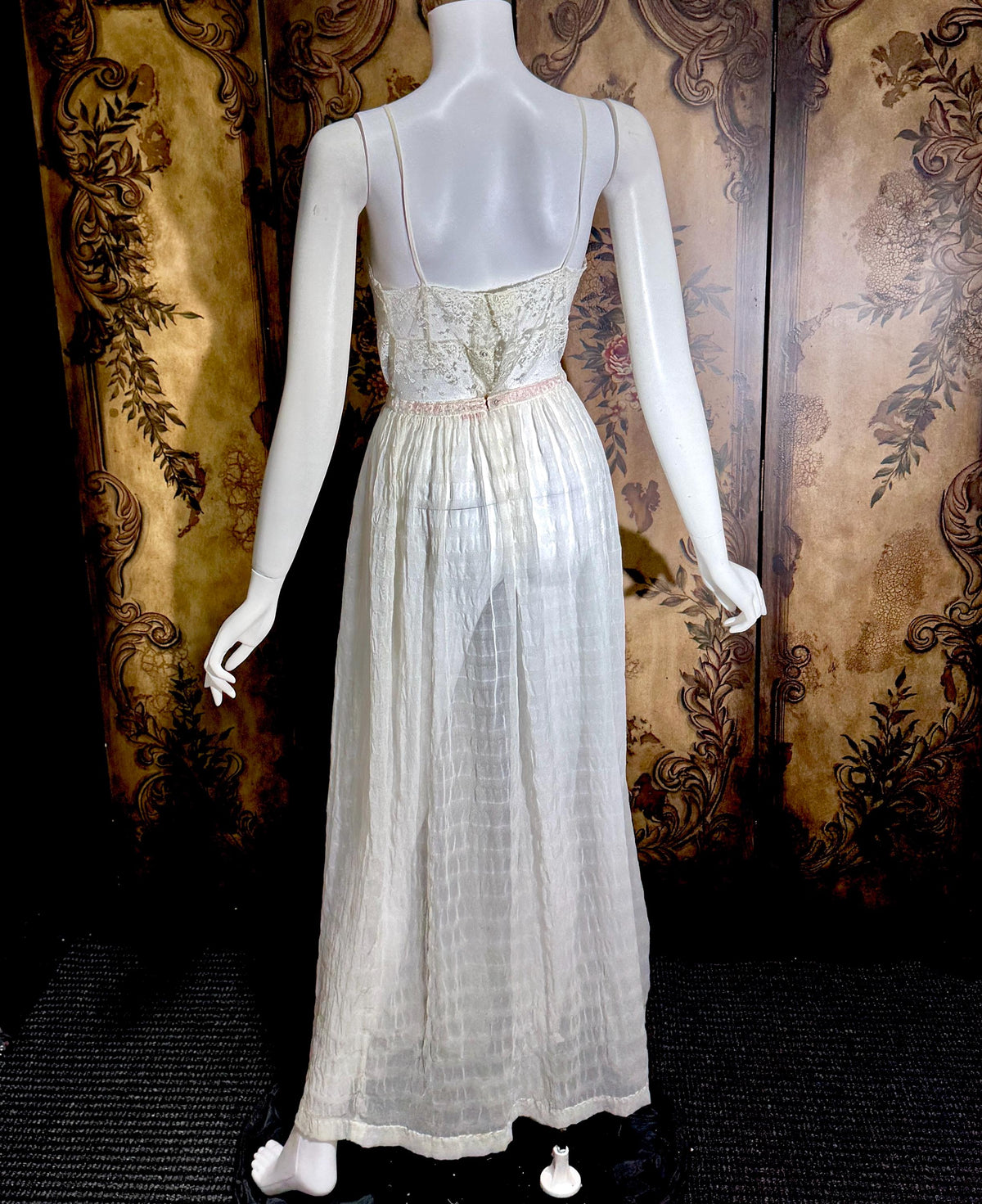 vintage JULIE INC Nightgown robe set, by IRIS ethereal white sheer waffled nylon slip dress dressing gown peignoir set
