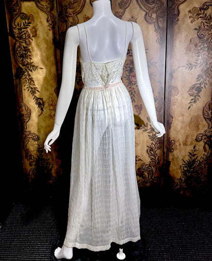 vintage JULIE INC Nightgown robe set, by IRIS ethereal white sheer waffled nylon slip dress dressing gown peignoir set