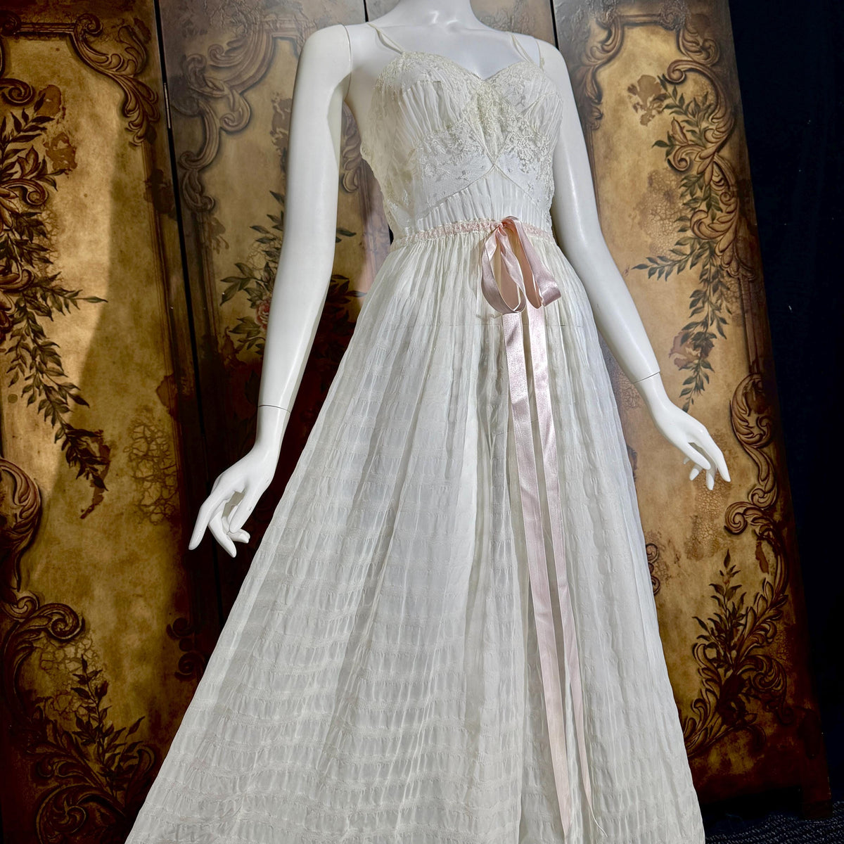 vintage JULIE INC Nightgown robe set, by IRIS ethereal white sheer waffled nylon slip dress dressing gown peignoir set