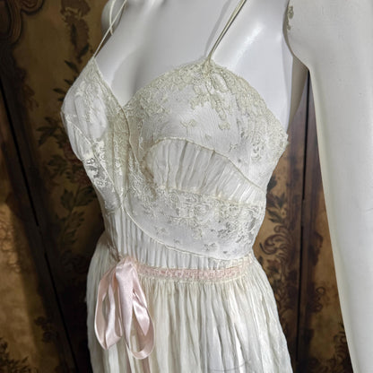 vintage JULIE INC Nightgown robe set, by IRIS ethereal white sheer waffled nylon slip dress dressing gown peignoir set