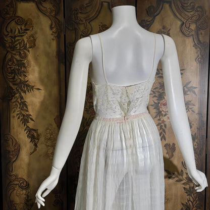 vintage JULIE INC Nightgown robe set, by IRIS ethereal white sheer waffled nylon slip dress dressing gown peignoir set