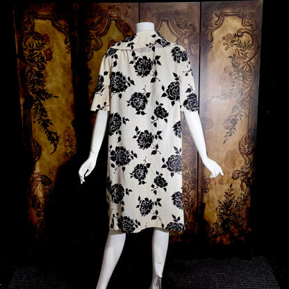 Vintage 1950s evening coat, ROBERT GOULD Floral Linen weight duster opera coat