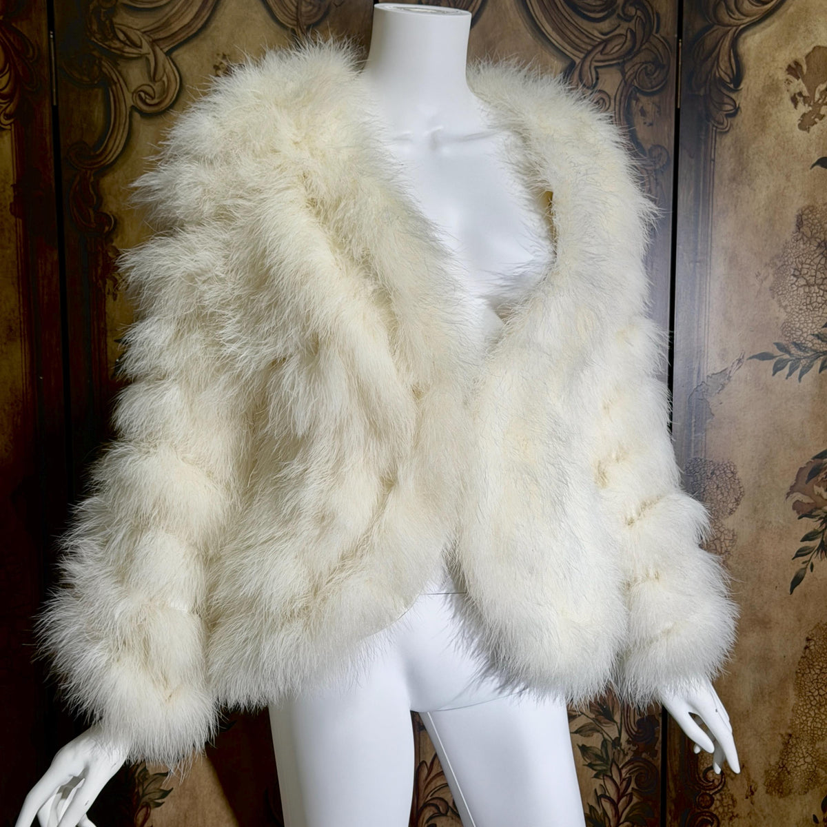 Vintage Marabou feather jacket, 1980s Snowy white evening coat