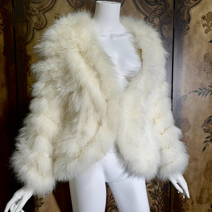 Vintage Marabou feather jacket, 1980s Snowy white evening coat