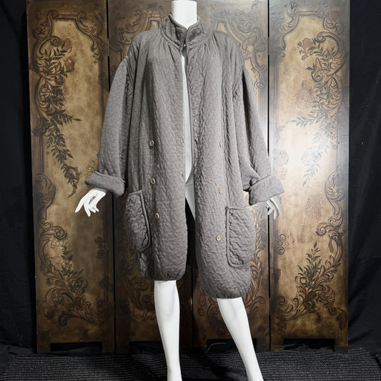 vintage SCHERRER BOUTIQUE 1980s oversized sweater coat, Grey Double Faced Wool Cocoon coat XL