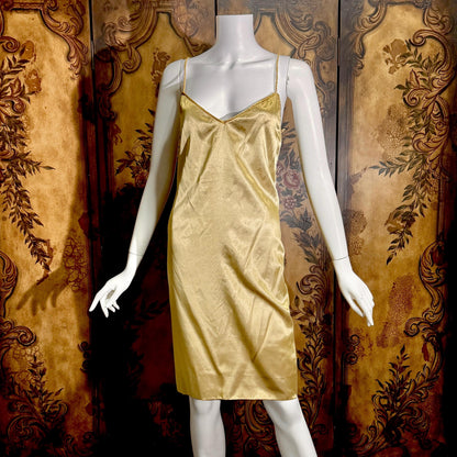 vintage JOAN RAINES 1980s evening dress set, Gold satin cocoon coat and slip dress ensemble