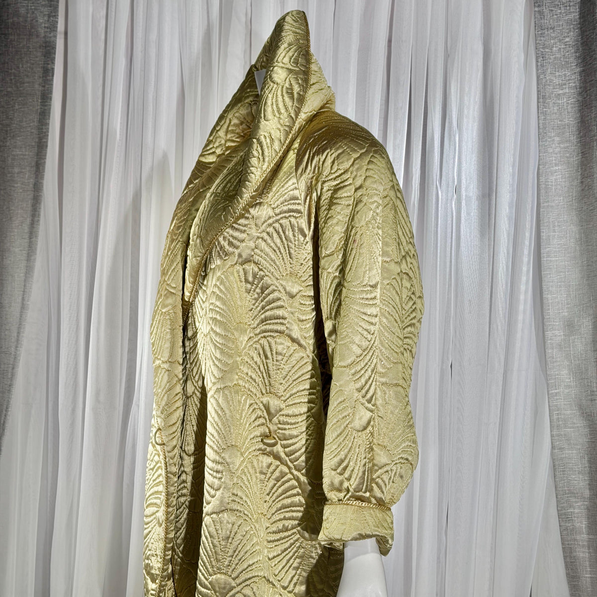 vintage JOAN RAINES 1980s evening dress set, Gold satin cocoon coat and slip dress ensemble