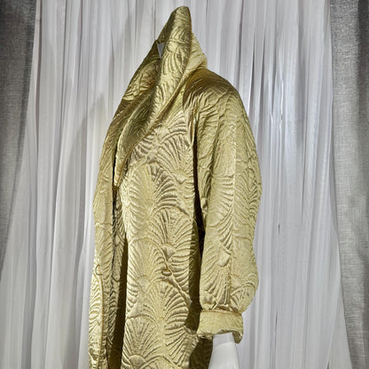 vintage JOAN RAINES 1980s evening dress set, Gold satin cocoon coat and slip dress ensemble