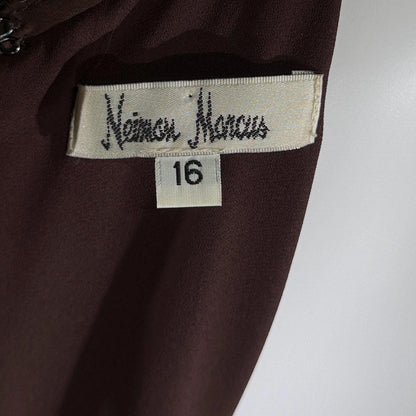vintage 1980s NEIMAN MARCUS evening dress gown, Brown Floral Devore Burnout Shift Gown Large
