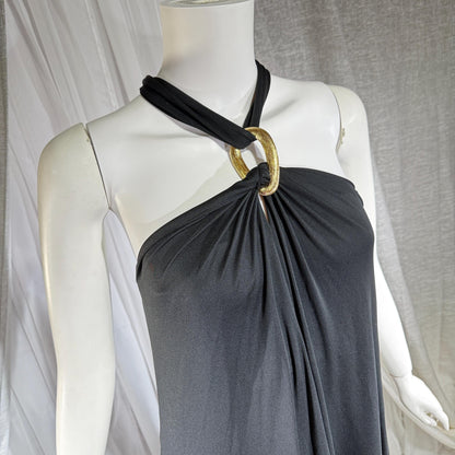 vintage 1970s DONAL BROOKS evening dress, Slinky Black Jersey knit goddess gown, very Halston