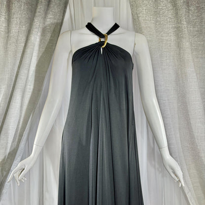 vintage 1970s DONAL BROOKS evening dress, Slinky Black Jersey knit goddess gown, very Halston