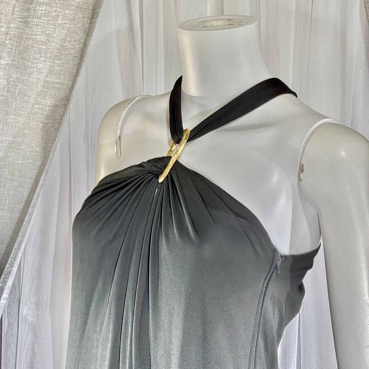 vintage 1970s DONAL BROOKS evening dress, Slinky Black Jersey knit goddess gown, very Halston