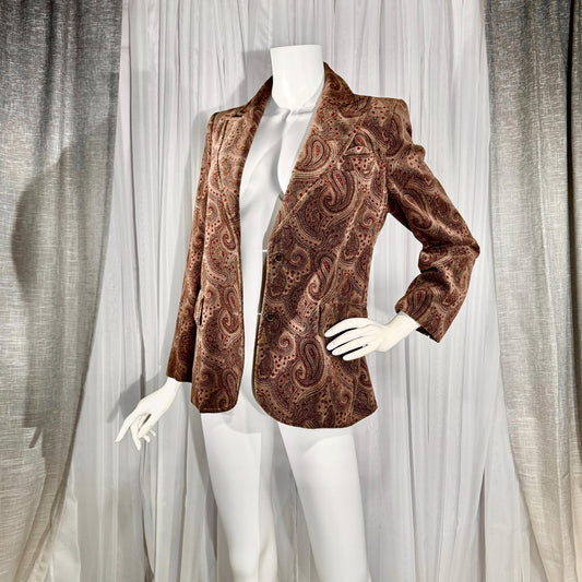 TED LAPIDUS velvet blazer, vintage 1970s cotton velvet paisley jacket