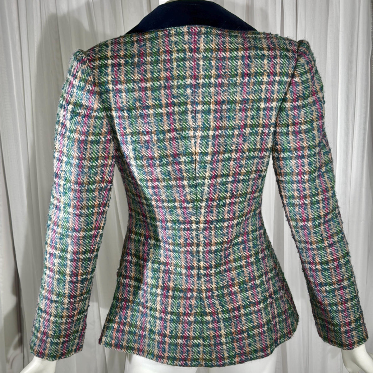 Vintage ARNOLD SCAASI COUTURE Dress Jacket , 1970s double breasted plaid tweed wool blazer