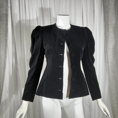 vintage ARNOLD SCAASI COUTURE evening jacket, 1970s black velvet princess cut elegant cocktail blazer
