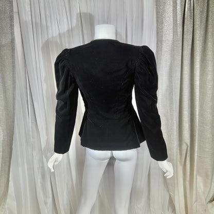 vintage ARNOLD SCAASI COUTURE evening jacket, 1970s black velvet princess cut elegant cocktail blazer