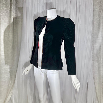 vintage ARNOLD SCAASI COUTURE evening jacket, 1970s black velvet princess cut elegant cocktail blazer