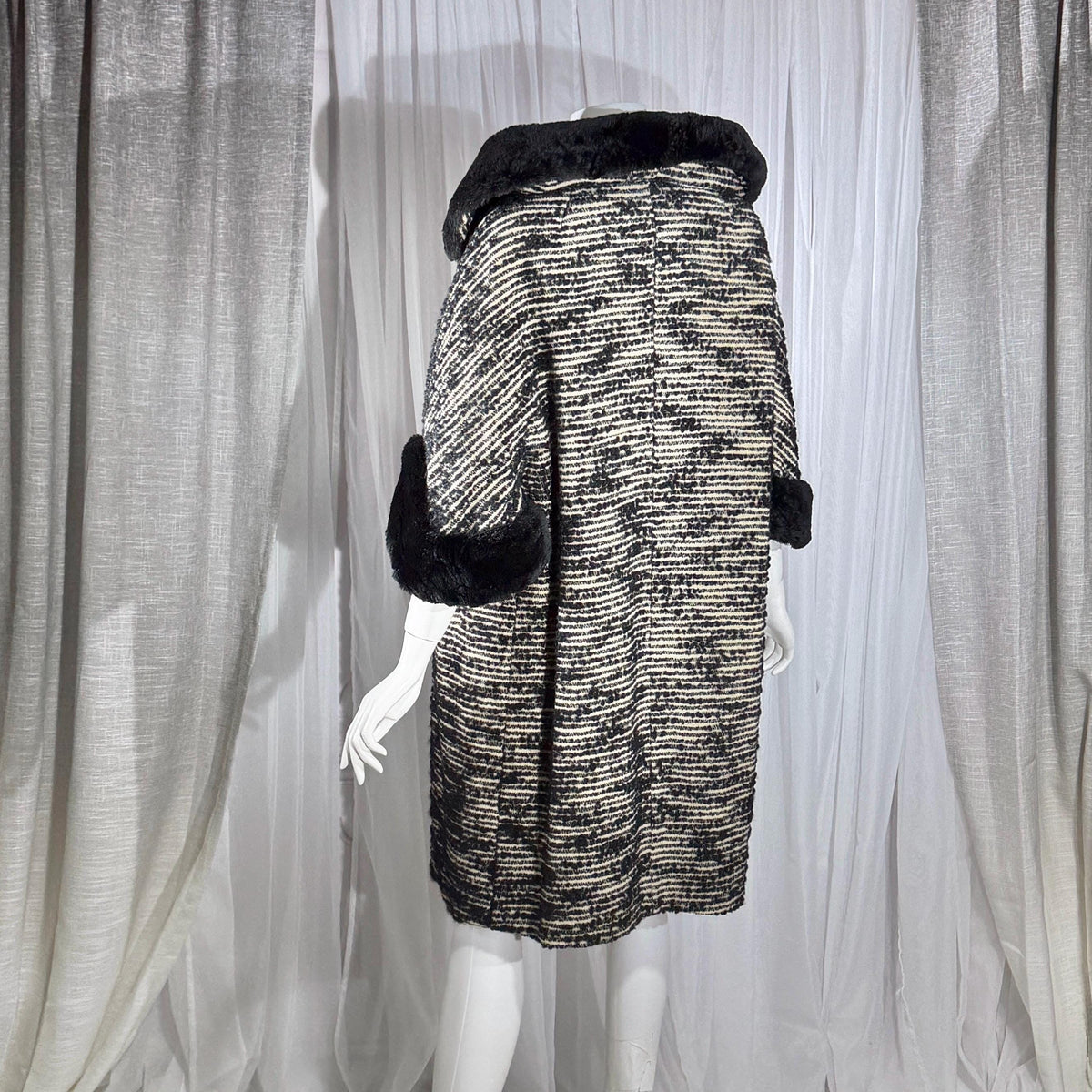 vintage 1940s Winter Coat, MARCEY'S OAK PARK Heavy Black wool Evening Dress Coat