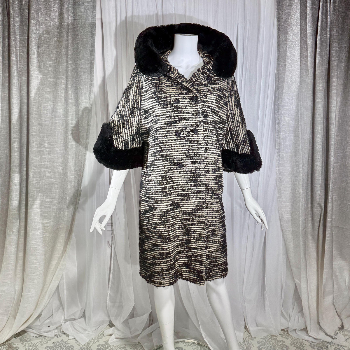 vintage 1940s Winter Coat, MARCEY'S OAK PARK Heavy Black wool Evening Dress Coat