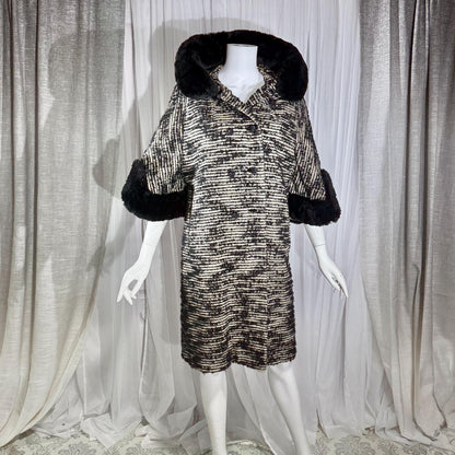 vintage 1940s Winter Coat, MARCEY'S OAK PARK Heavy Black wool Evening Dress Coat